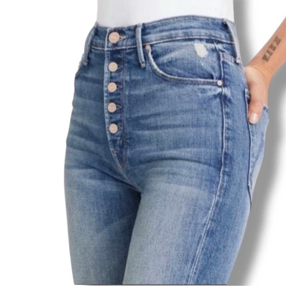 MOTHER High Rise Light Blue Button-Fly Jeans - Picture 8 of 16